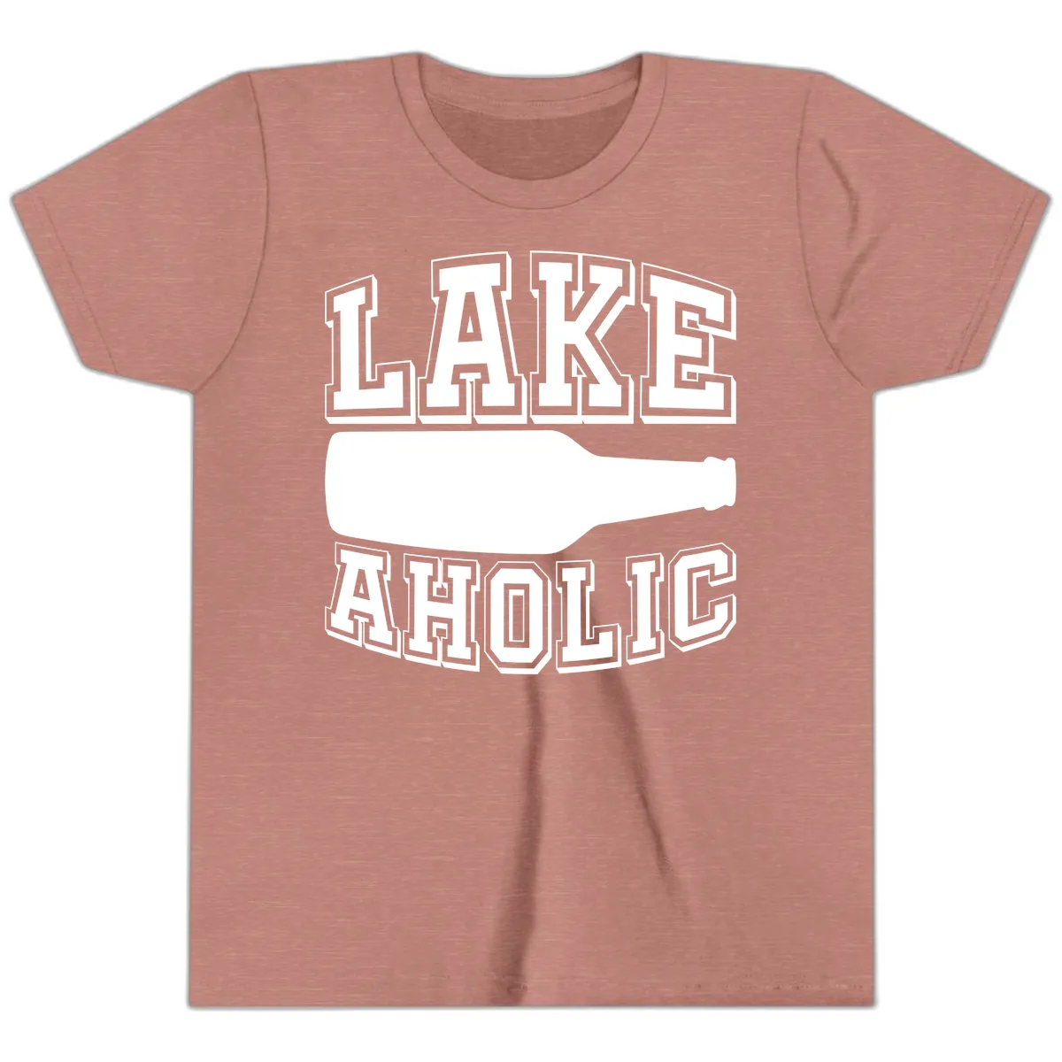Lakeaholic Bottle Design Youth T-Shirt in Heather Mauve