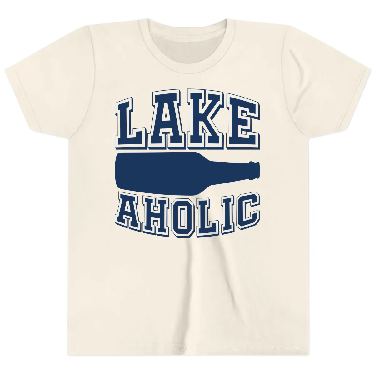 Lakeaholic Bottle Design Youth T-Shirt in Natural