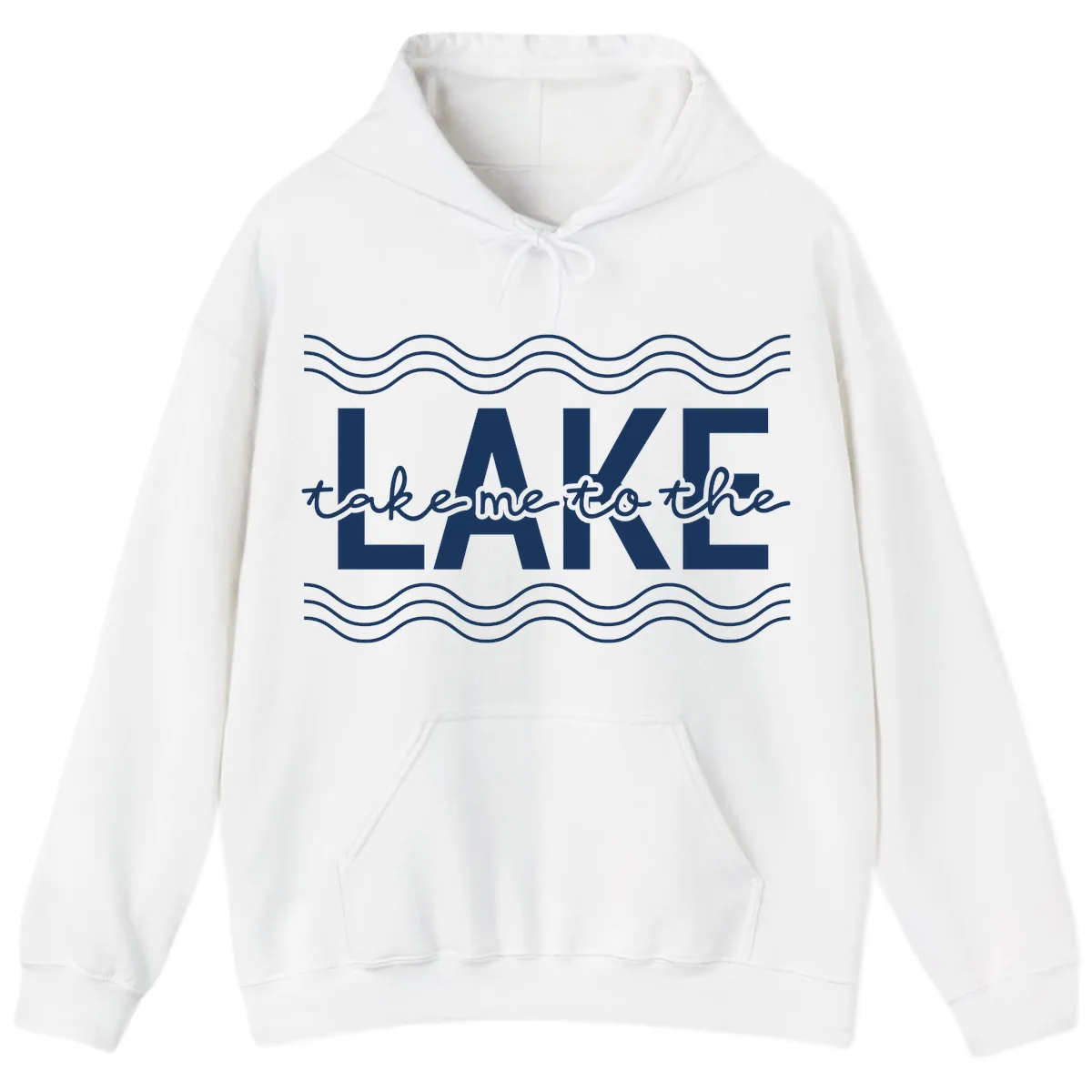 Take Me To The Lake Design Hoodie in White