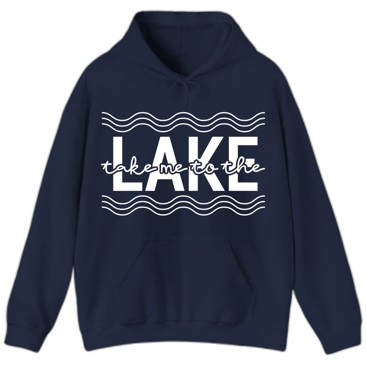 Take Me To The Lake Design Hoodie in Navy