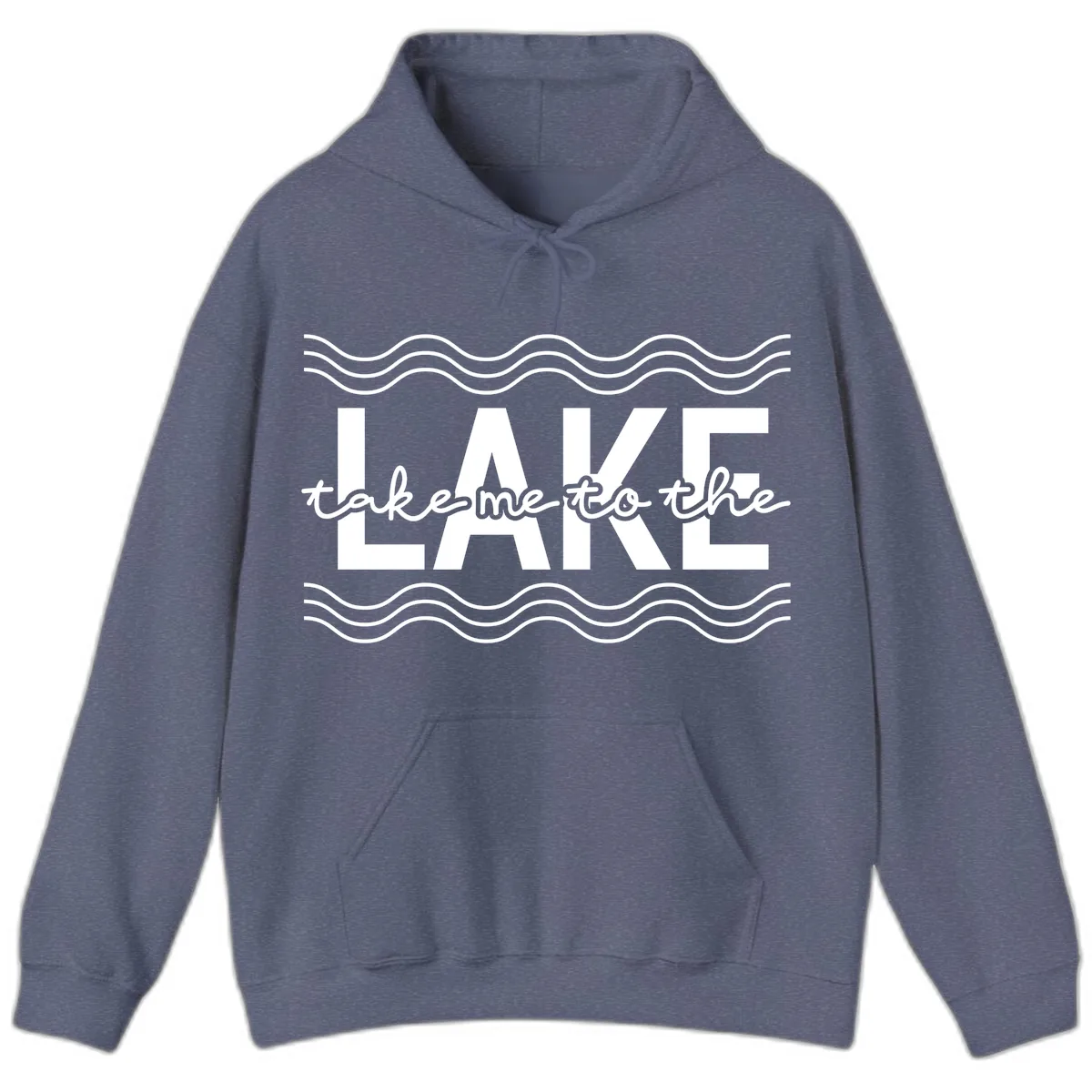 Take Me To The Lake Design Hoodie in Heather Navy