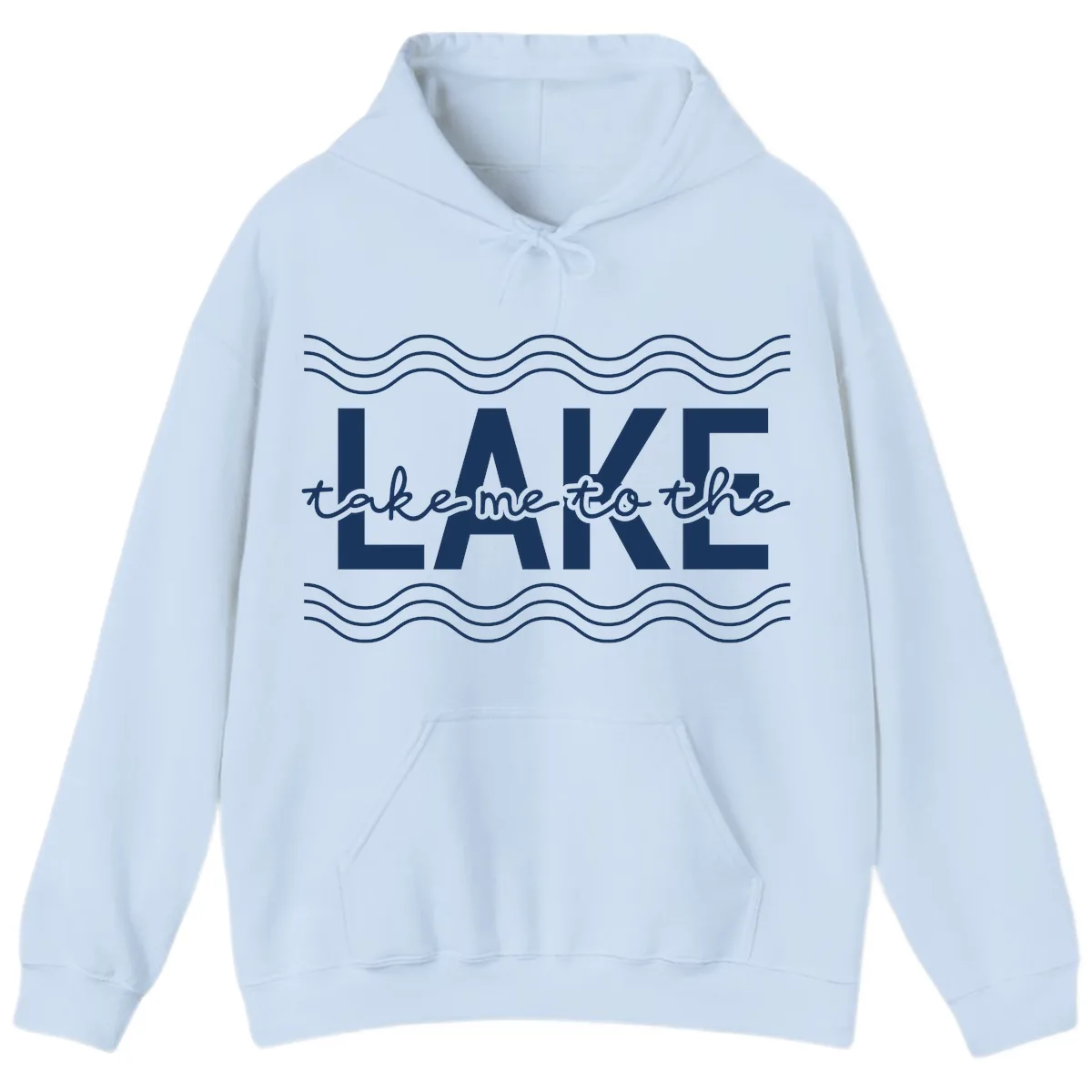 Take Me To The Lake Design Hoodie in Light Blue