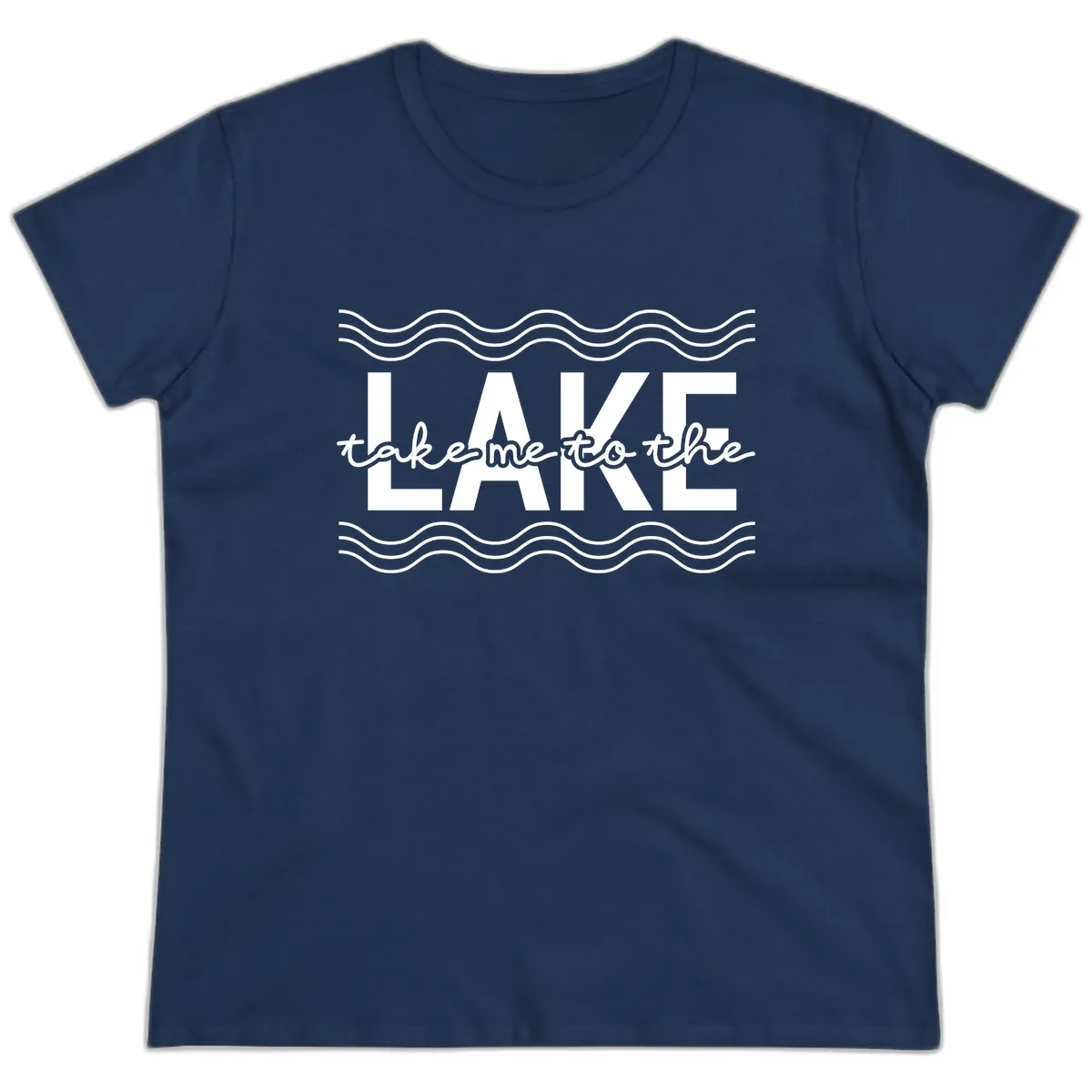 Take Me To The Lake Design Ladies Tee in Navy
