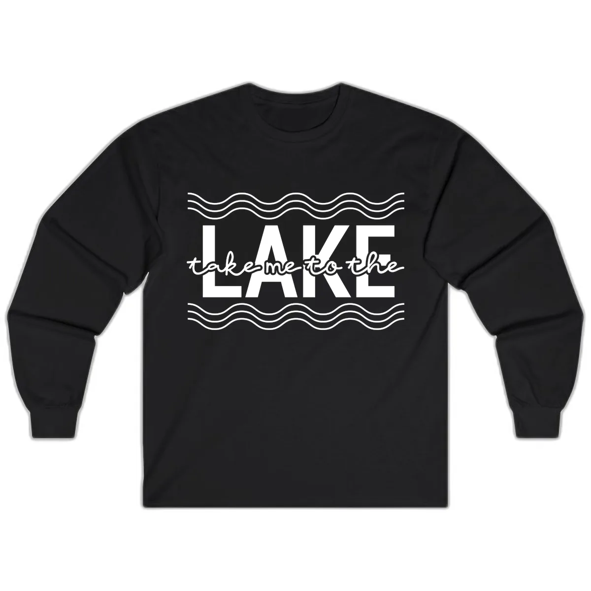 Take Me To The Lake Design Long Sleeve in Black