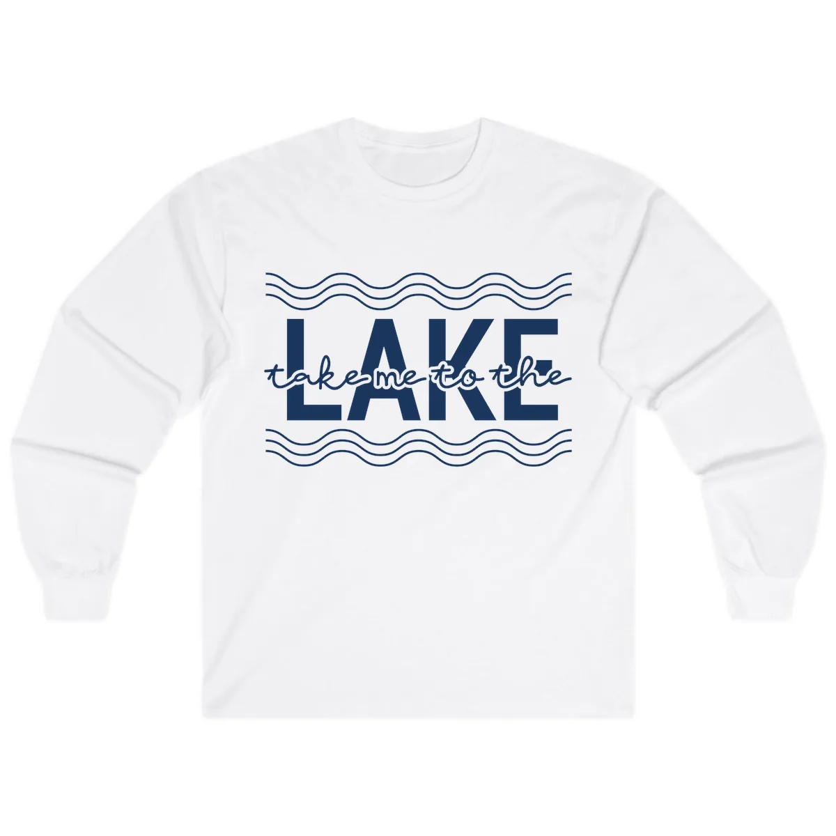 Take Me To The Lake Design Long Sleeve in White