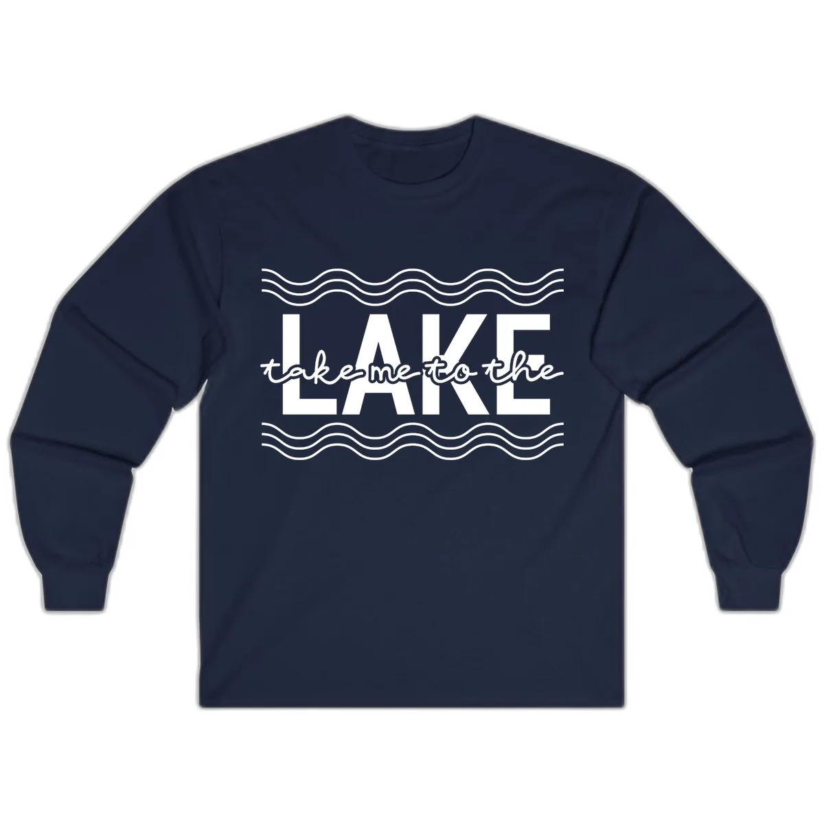Take Me To The Lake Design Long Sleeve in Navy