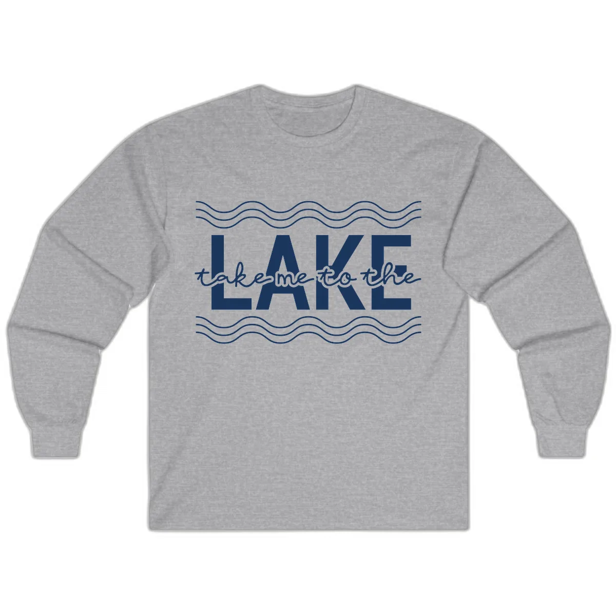 Take Me To The Lake Design Long Sleeve in Sport Grey