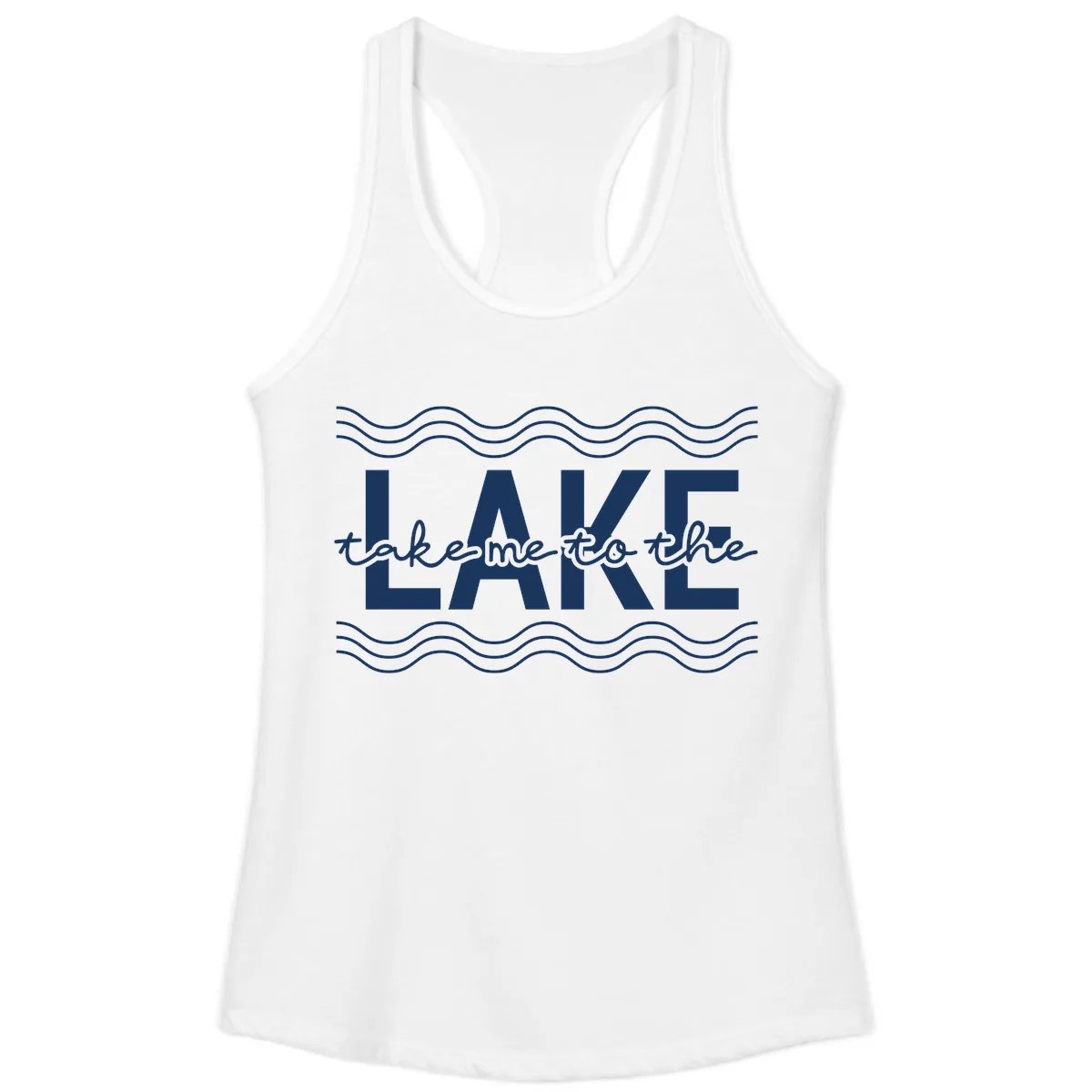 Take Me To The Lake Design Ladies Tank in White