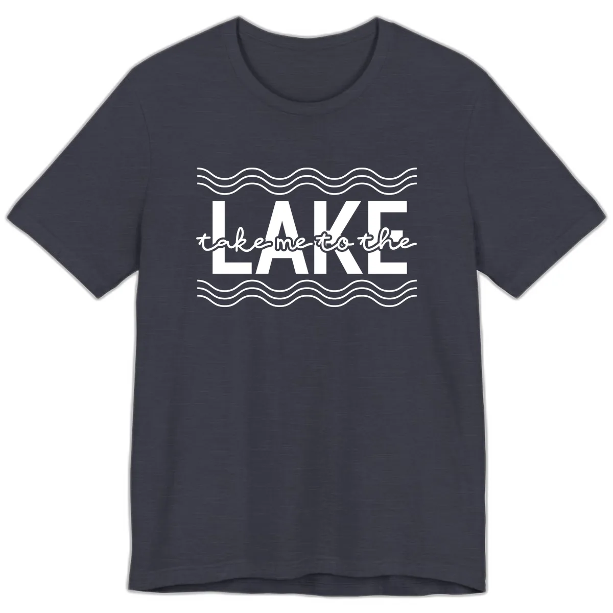 Take Me To The Lake Design Premium T-Shirt in Heather Midnight Navy
