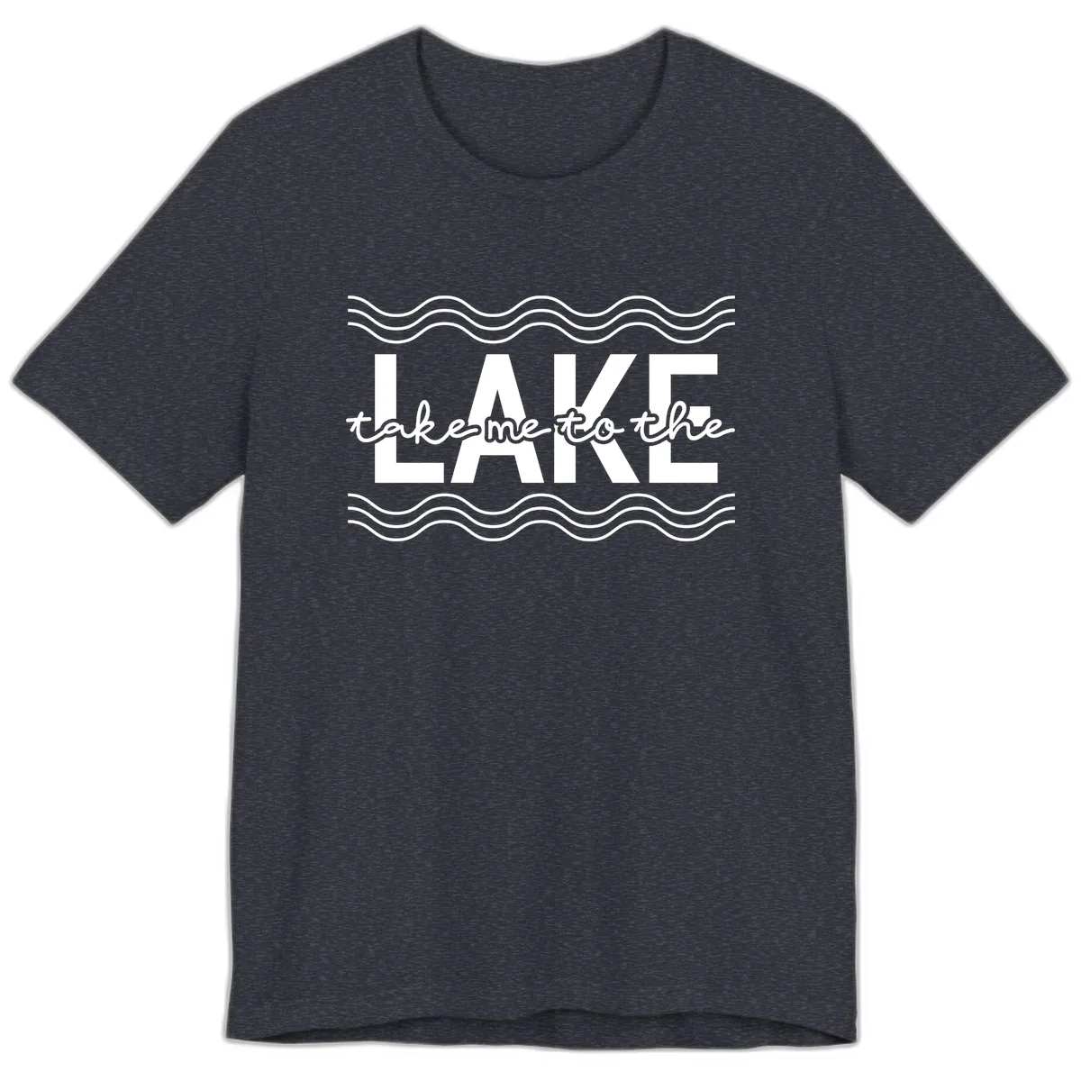 Take Me To The Lake Design Premium T-Shirt in Heather Navy