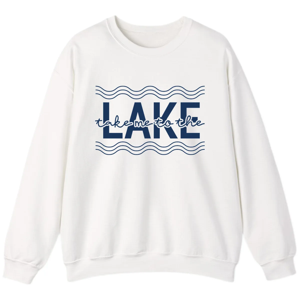 Take Me To The Lake Design Sweatshirt in White