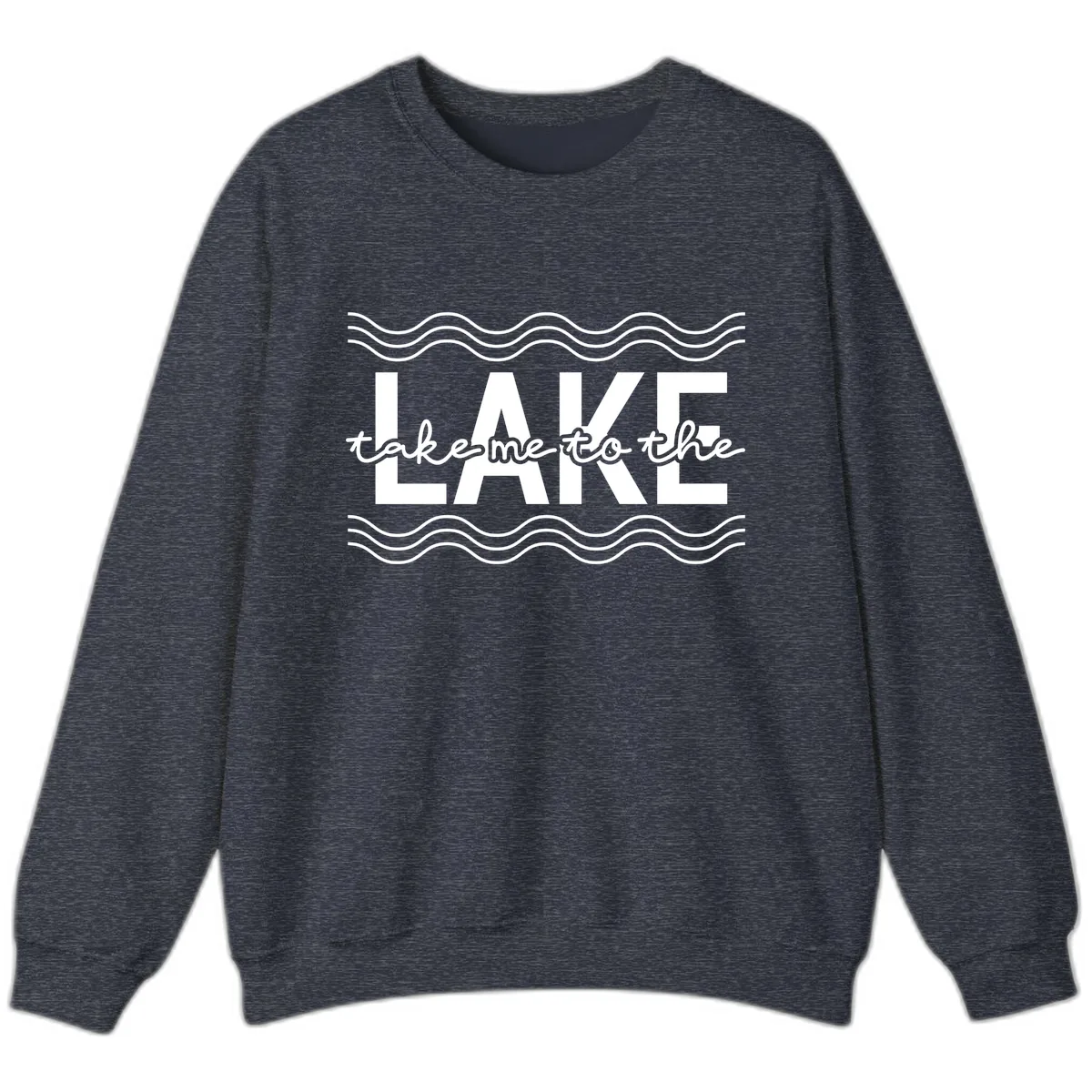 Take Me To The Lake Design Sweatshirt in Heather Sport Dark Navy