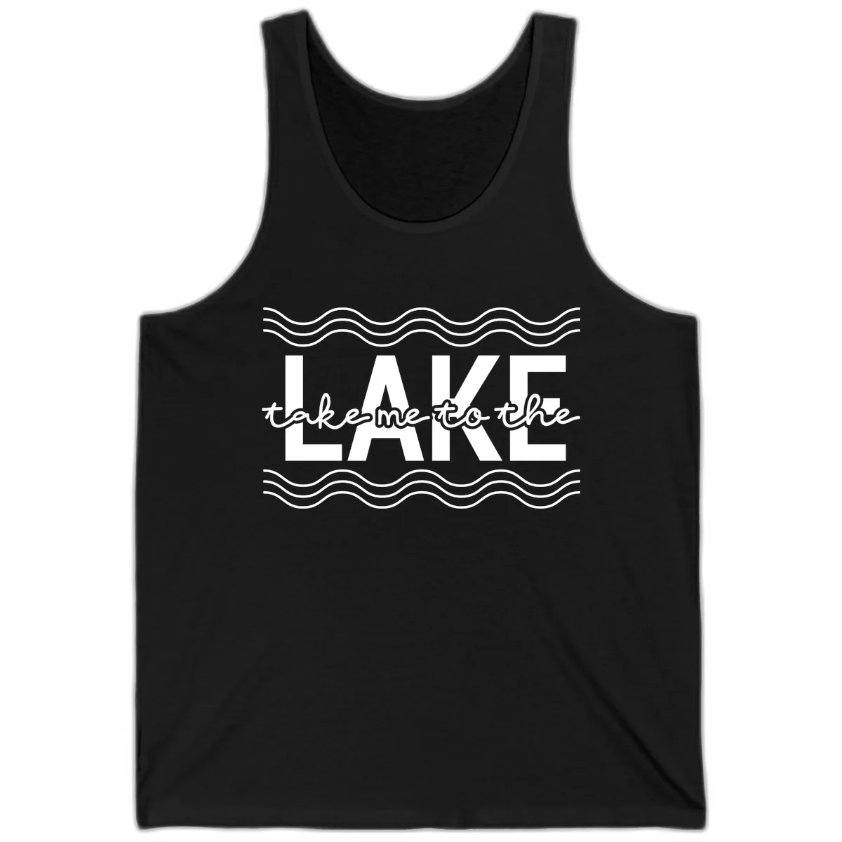 Take Me To The Lake Design Tank in Black