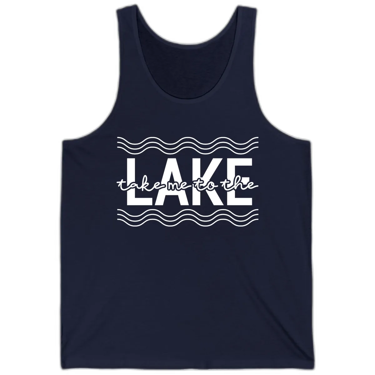 Take Me To The Lake Design Tank in Navy