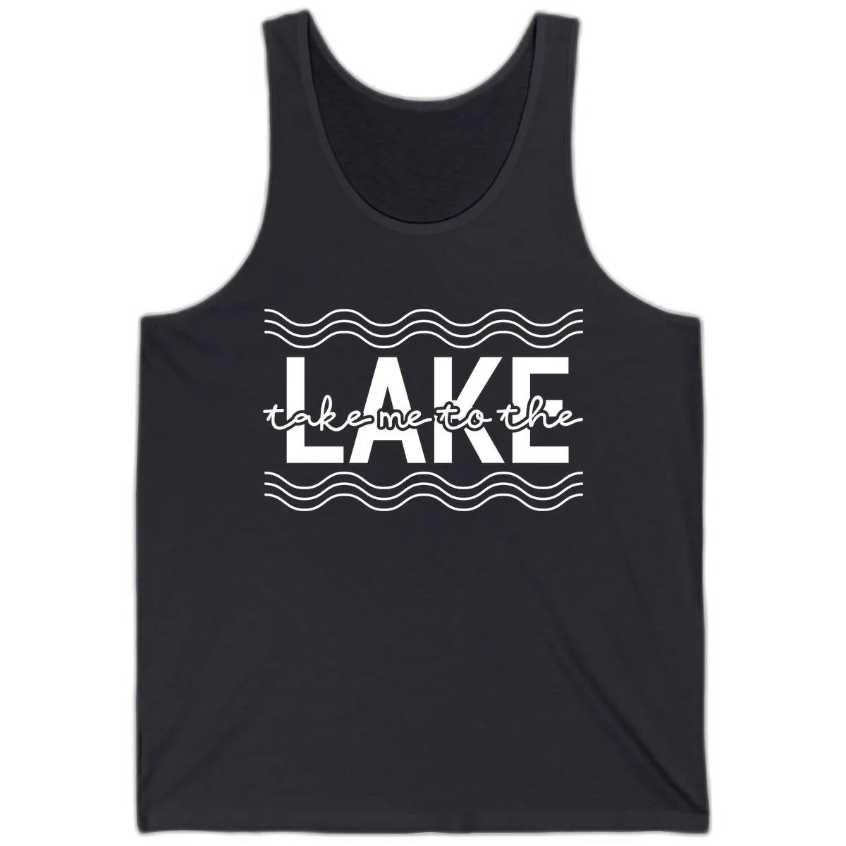 Take Me To The Lake Design Tank in Dark Grey