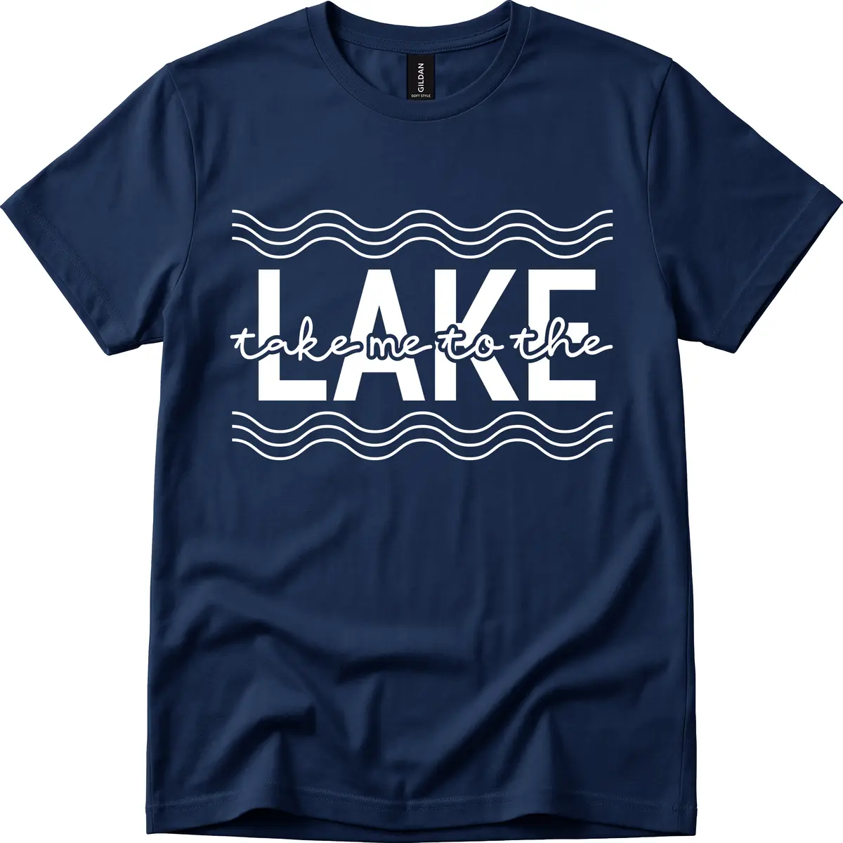 Take Me To The Lake Design T-Shirt in Navy