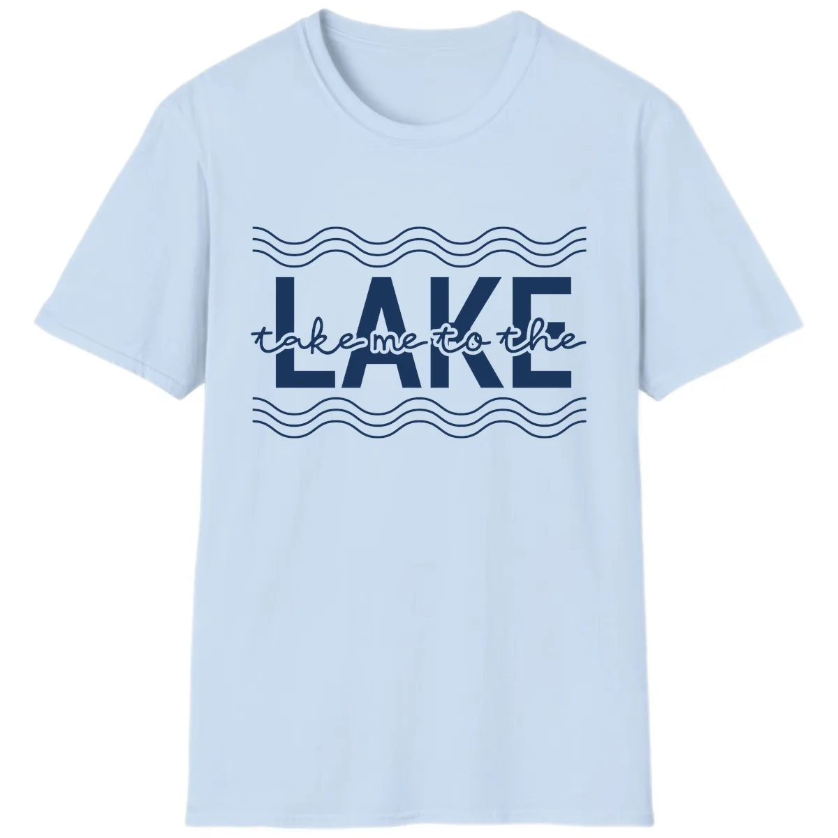 Take Me To The Lake Design T-Shirt in Light Blue