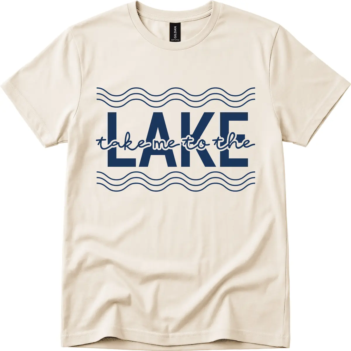 Take Me To The Lake Design T-Shirt in Natural