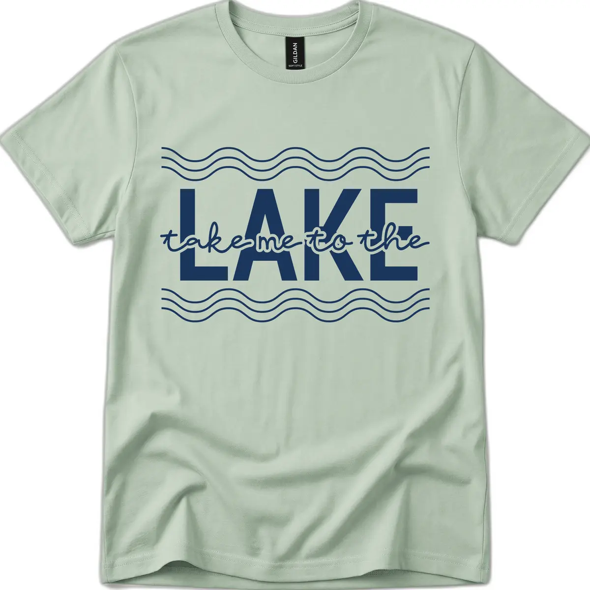 Take Me To The Lake Design T-Shirt in Sage