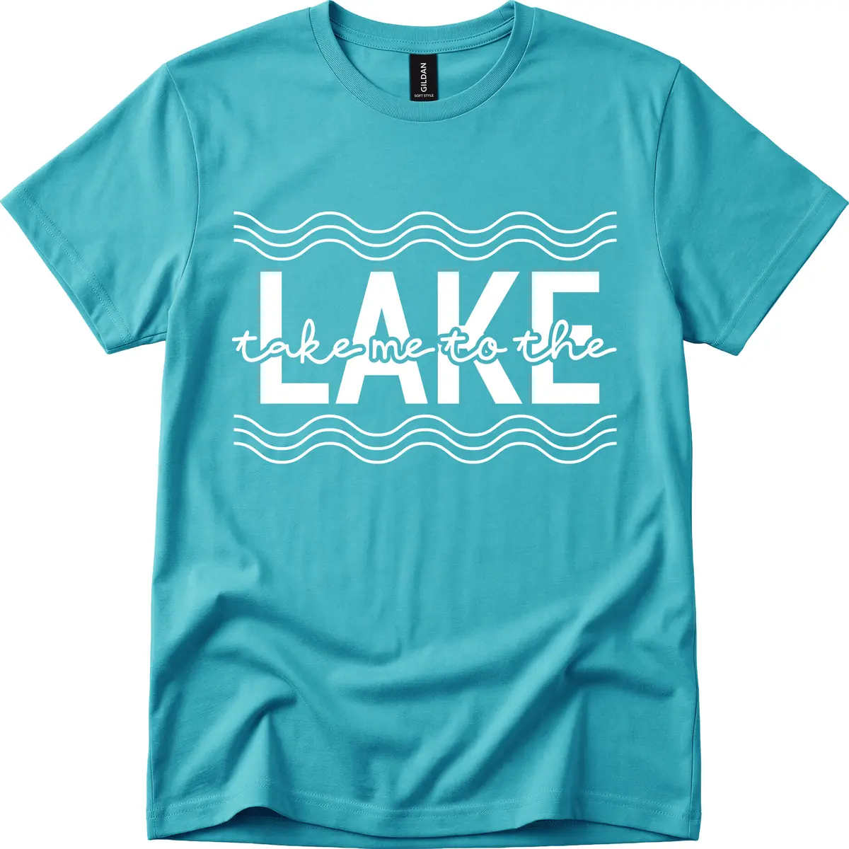 Take Me To The Lake Design T-Shirt in Tropical Blue