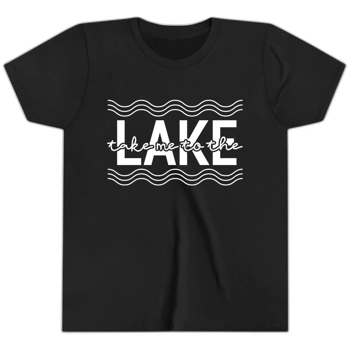 Take Me To The Lake Design Youth T-Shirt in Black