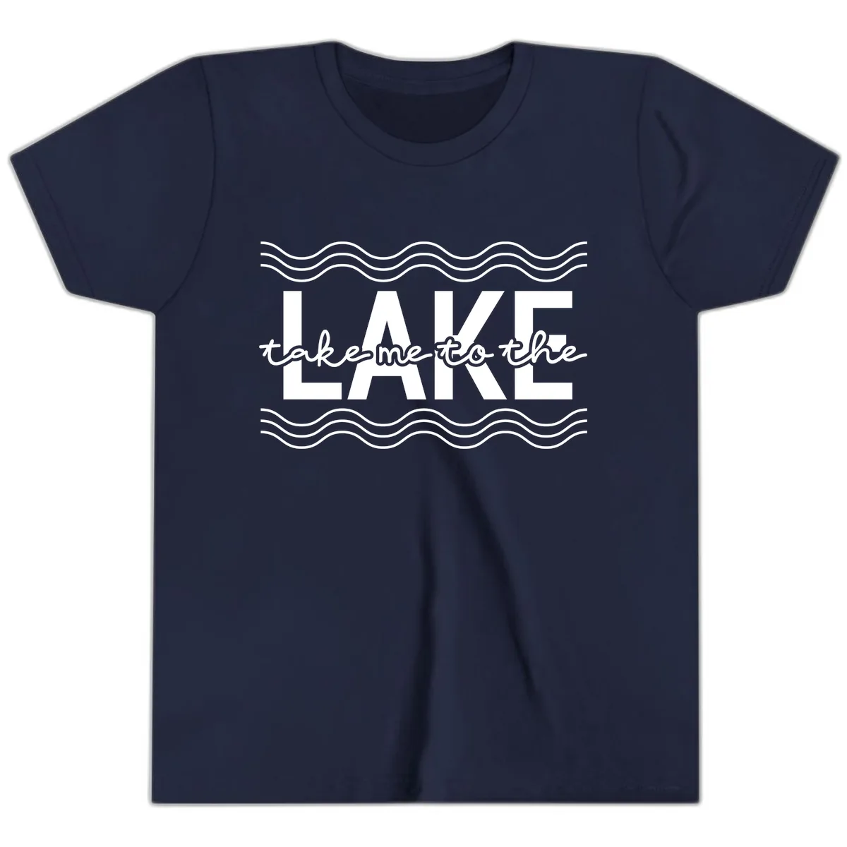 Take Me To The Lake Design Youth T-Shirt in Navy