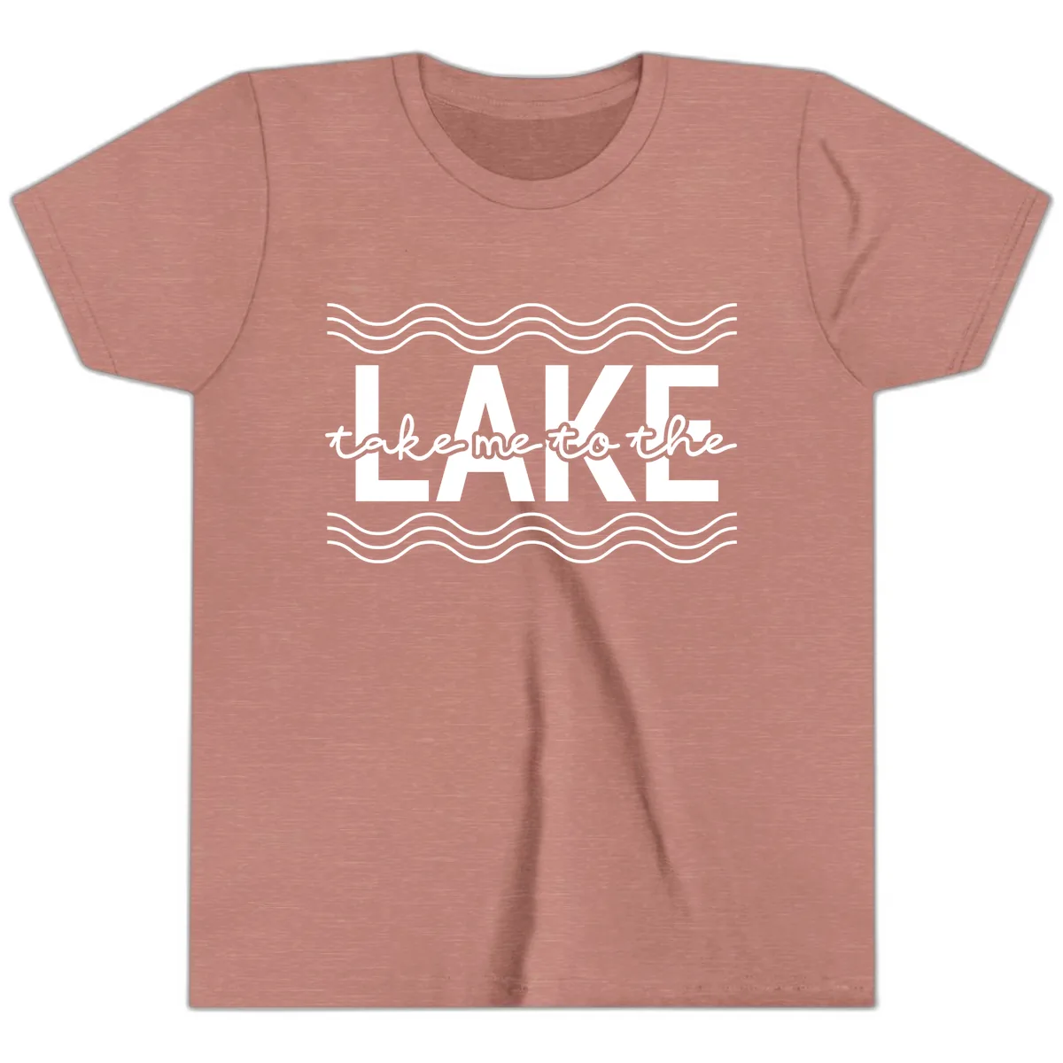 Take Me To The Lake Design Youth T-Shirt in Heather Mauve