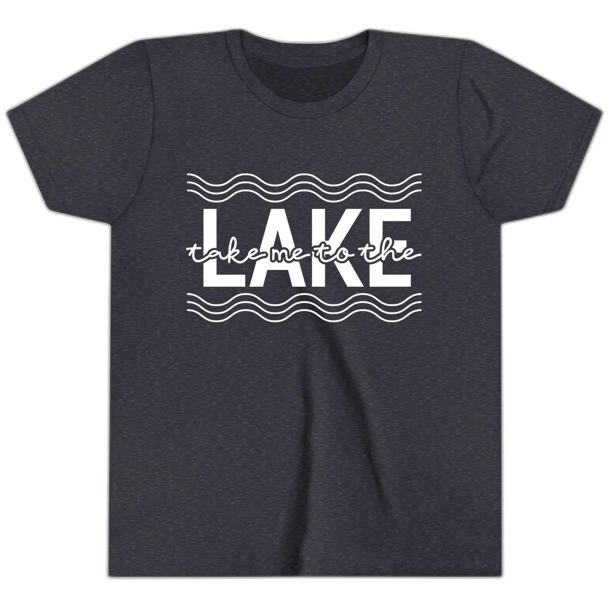 Take Me To The Lake Design Youth T-Shirt in Heather Navy