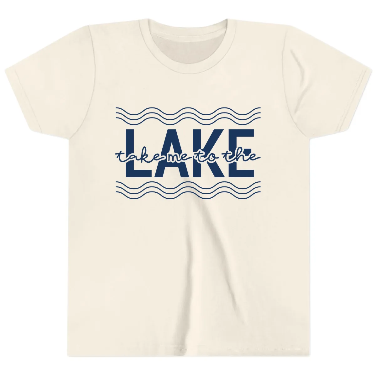 Take Me To The Lake Design Youth T-Shirt in Natural