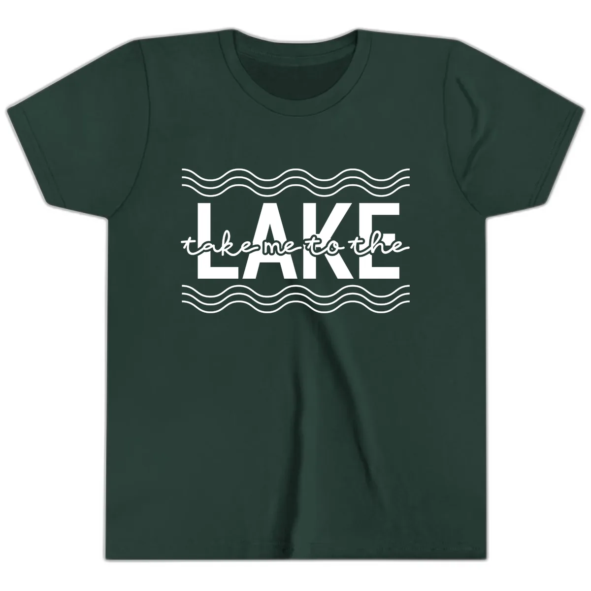 Take Me To The Lake Design Youth T-Shirt in Forest