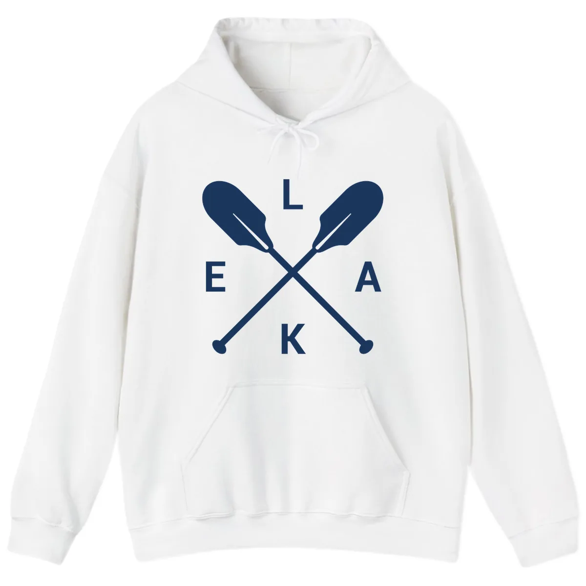 Lake Life Oar Emblem Design Hoodie in White