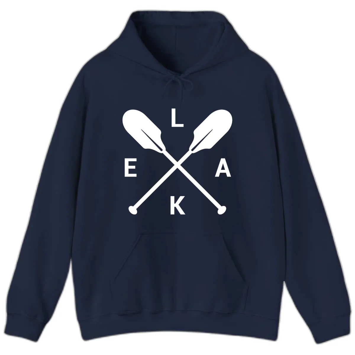 Lake Life Oar Emblem Design Hoodie in Navy