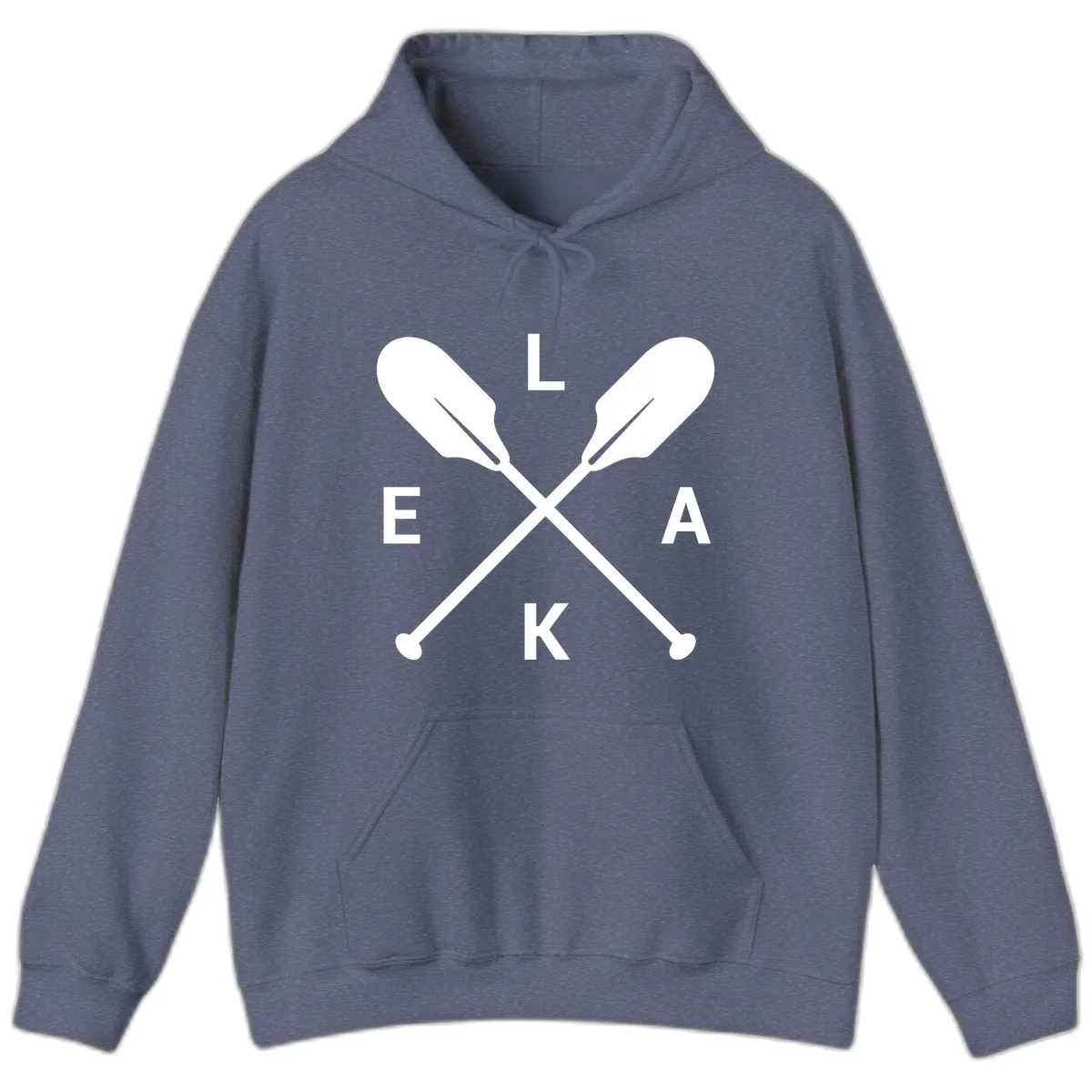 Lake Life Oar Emblem Design Hoodie in Heather Navy