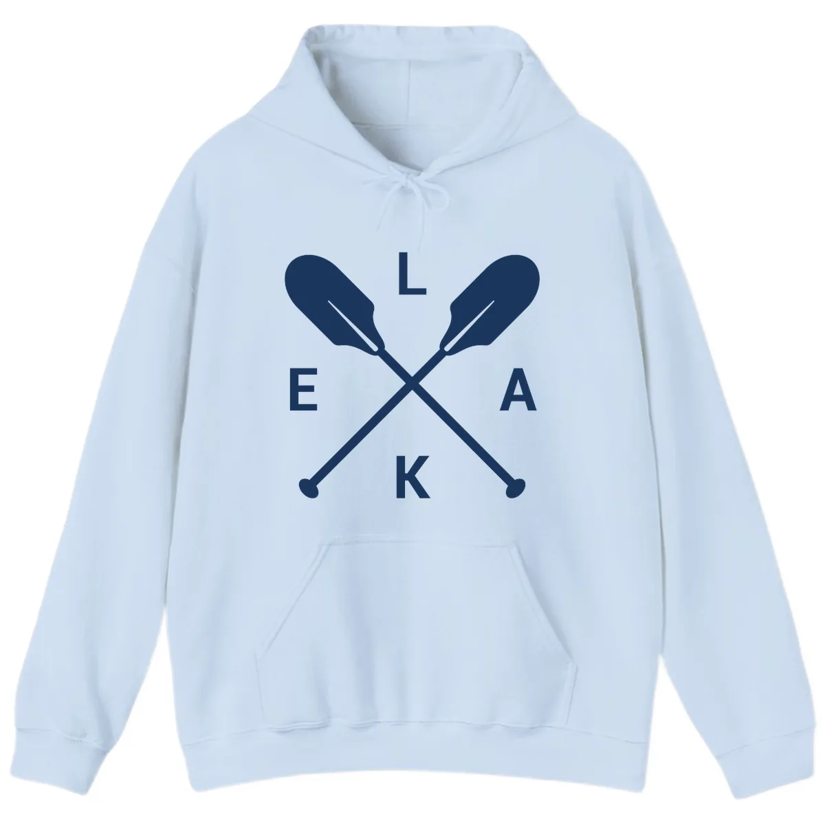 Lake Life Oar Emblem Design Hoodie in Light Blue