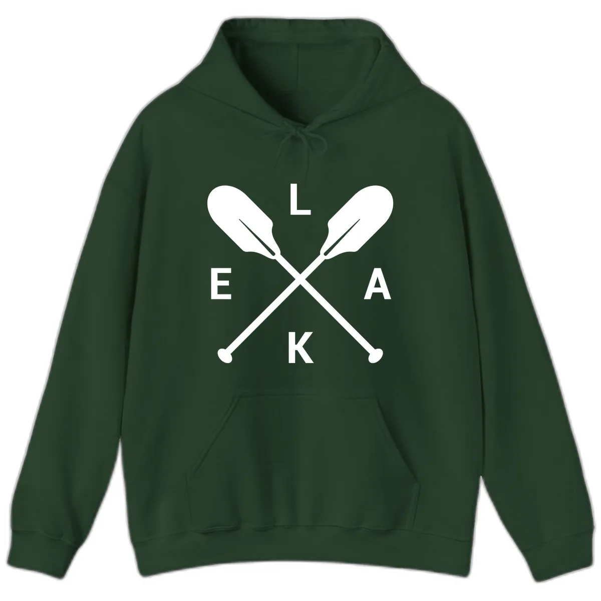 Lake Life Oar Emblem Design Hoodie in Forest Green