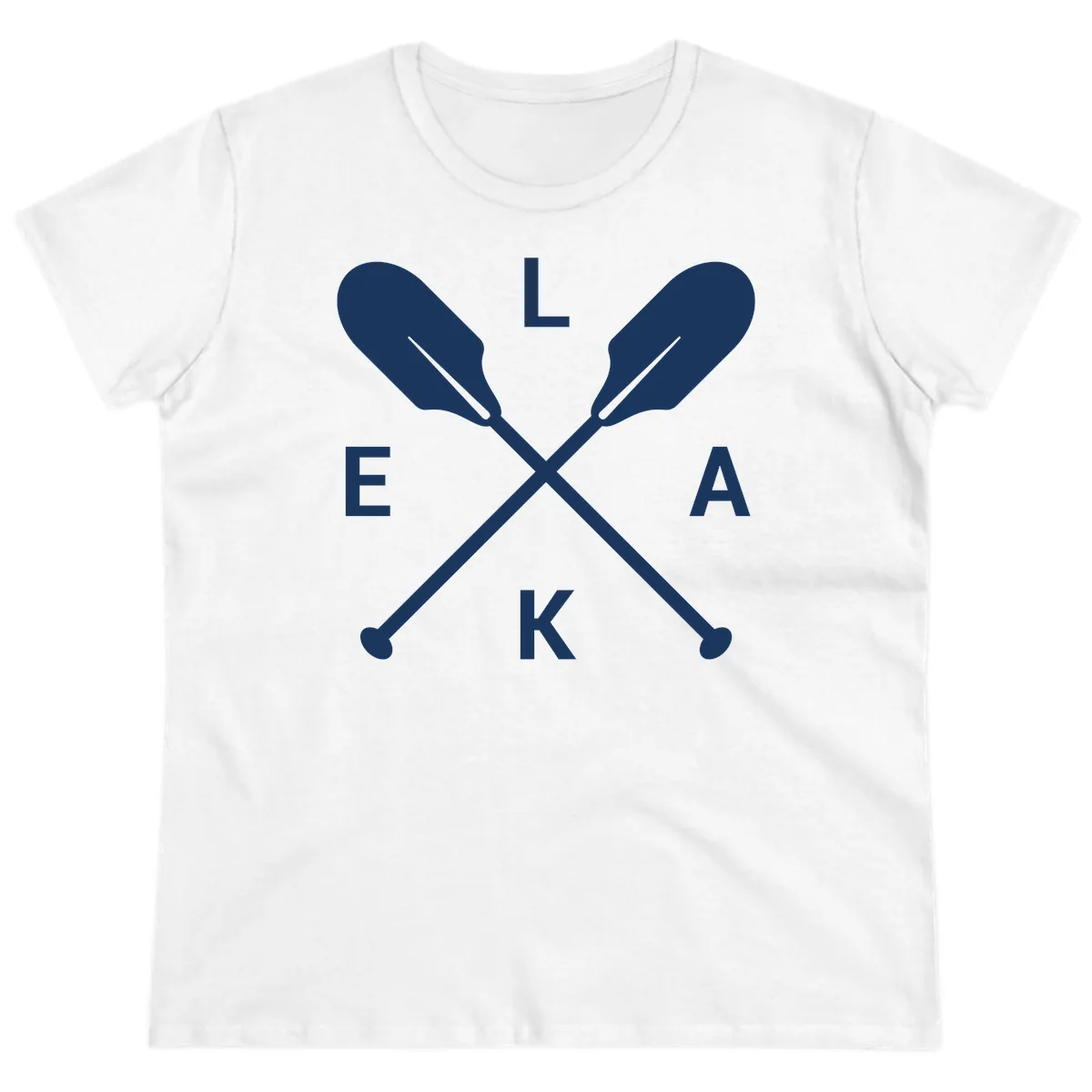 Lake Life Oar Emblem Design Ladies Tee in White