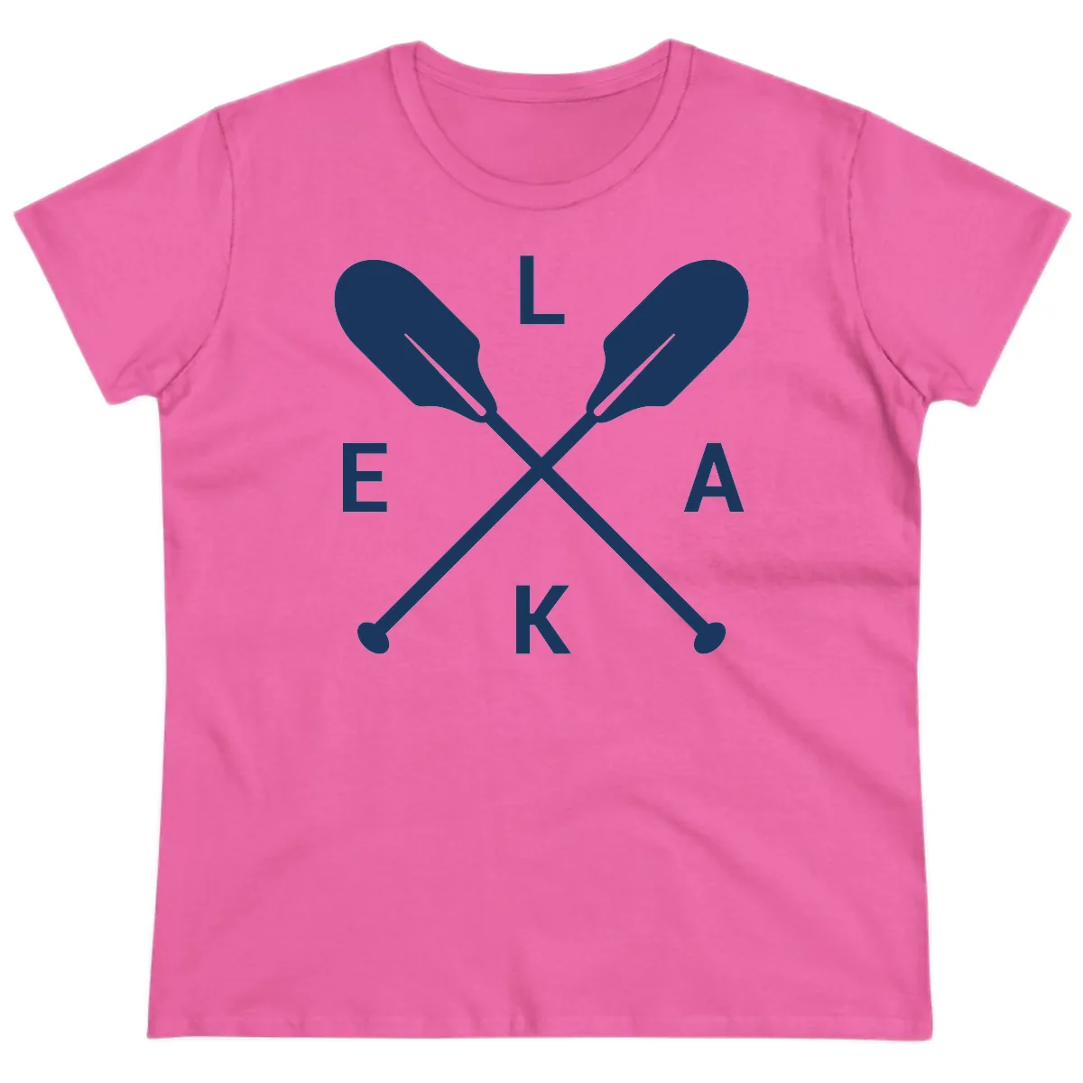 Lake Life Oar Emblem Design Ladies Tee in Azalea