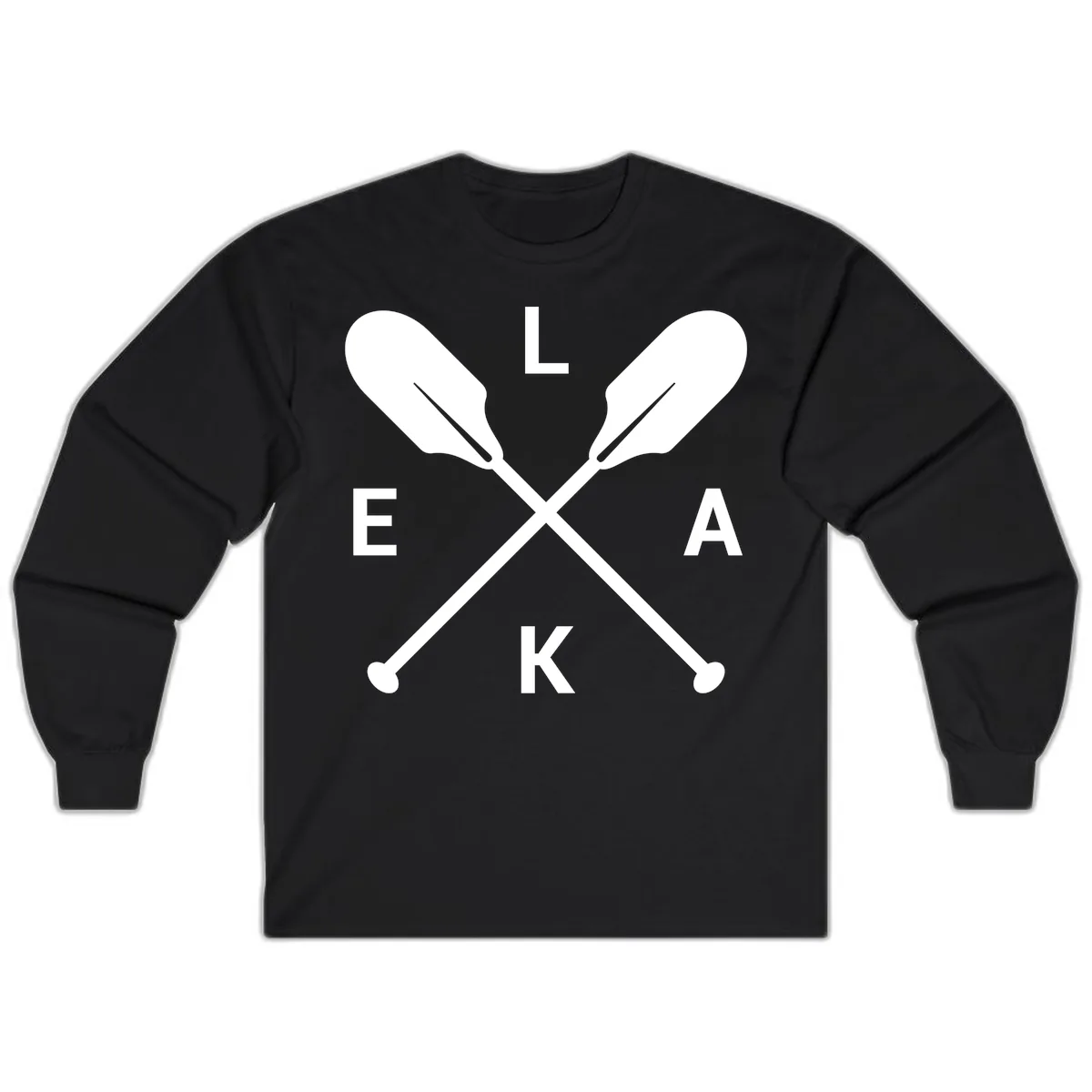 Lake Life Oar Emblem Design Long Sleeve in Black