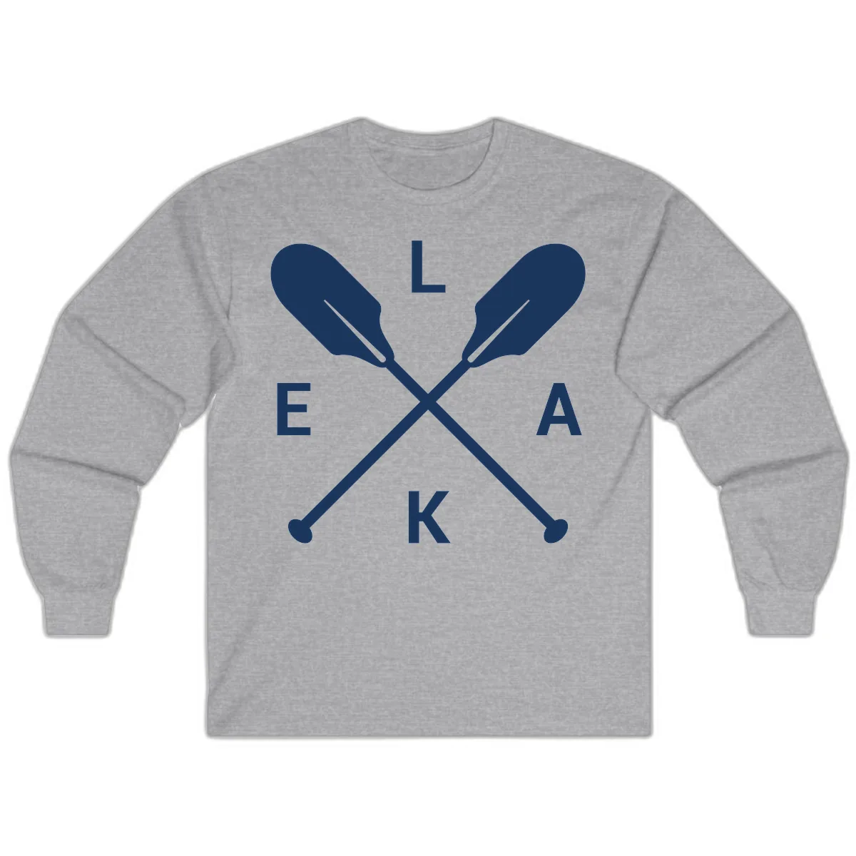 Lake Life Oar Emblem Design Long Sleeve in Sport Grey