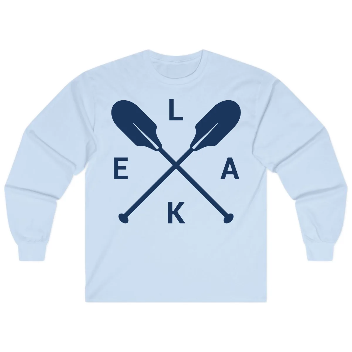Lake Life Oar Emblem Design Long Sleeve in Light Blue