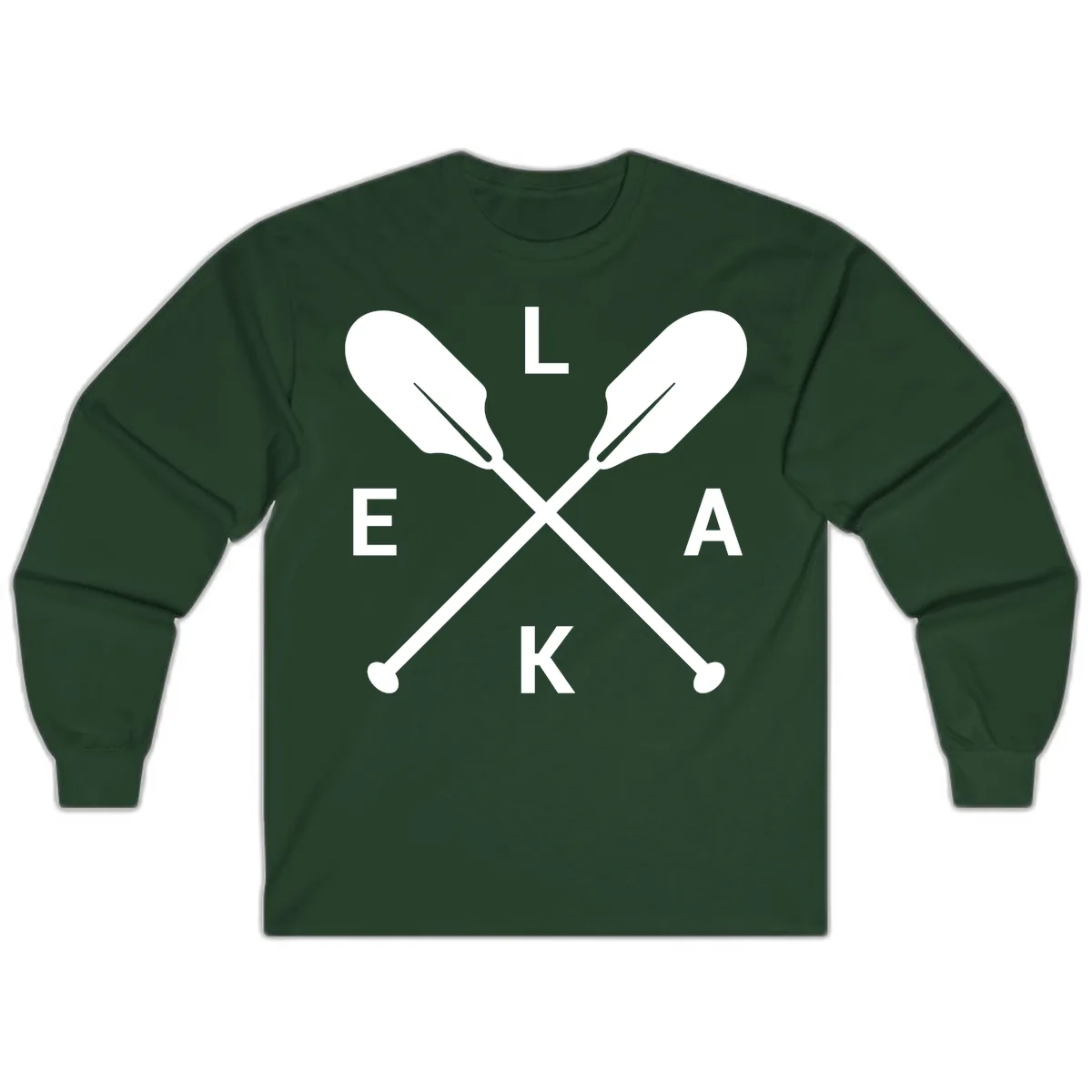 Lake Life Oar Emblem Design Long Sleeve in Forest Green