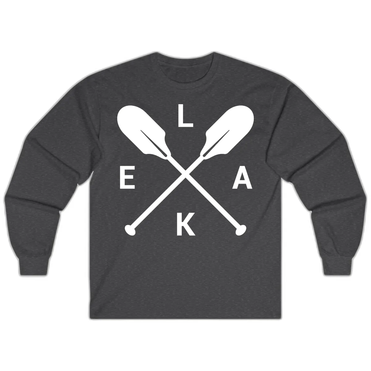 Lake Life Oar Emblem Design Long Sleeve in Dark Heather