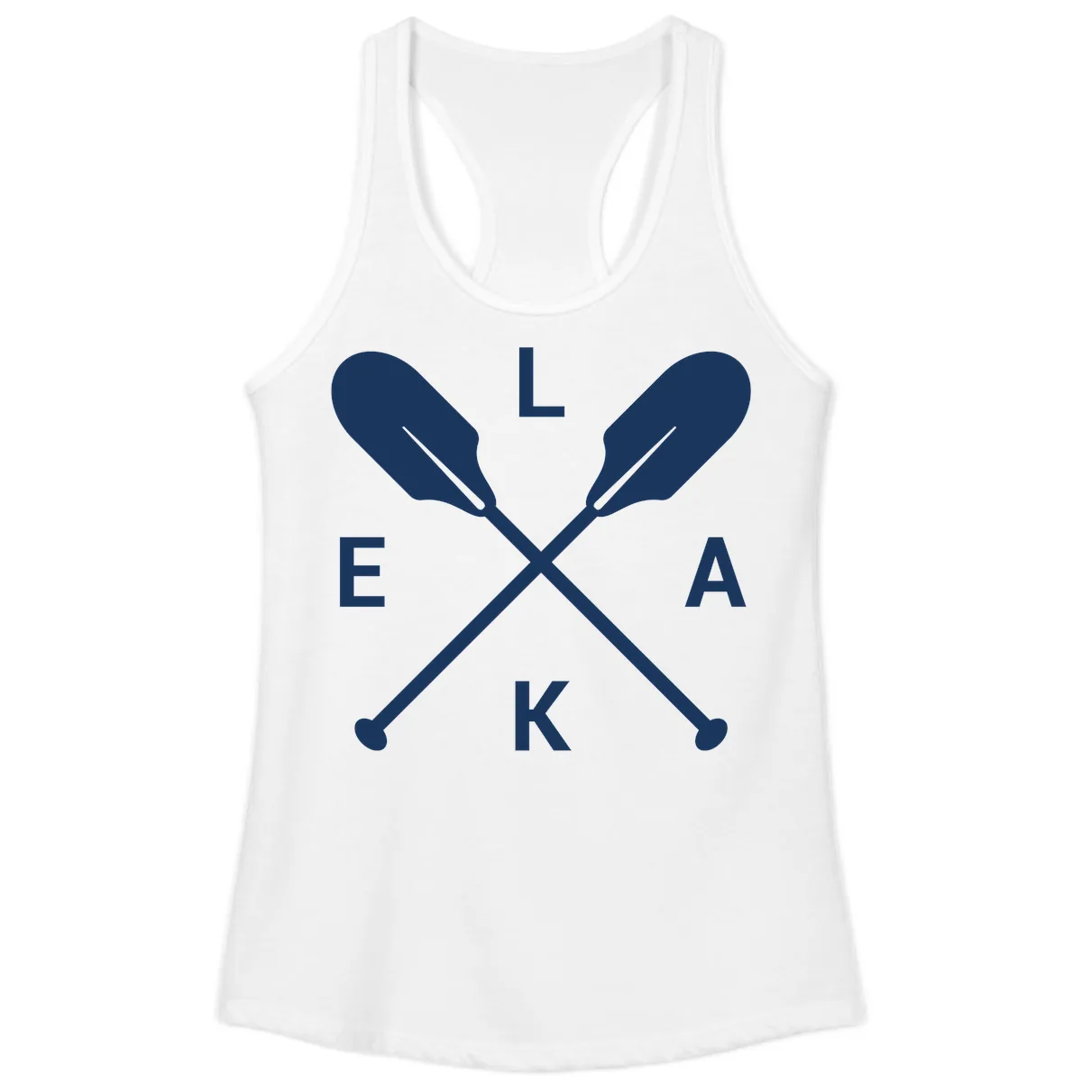 Lake Life Oar Emblem Design Ladies Tank in White
