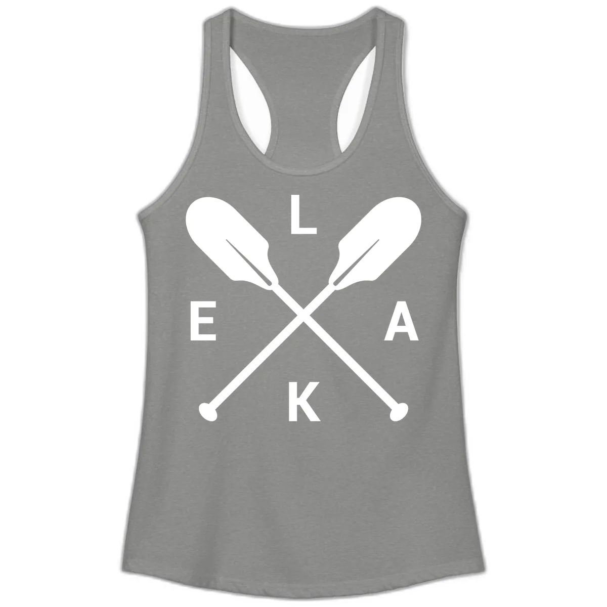 Lake Life Oar Emblem Design Ladies Tank in Heather Grey