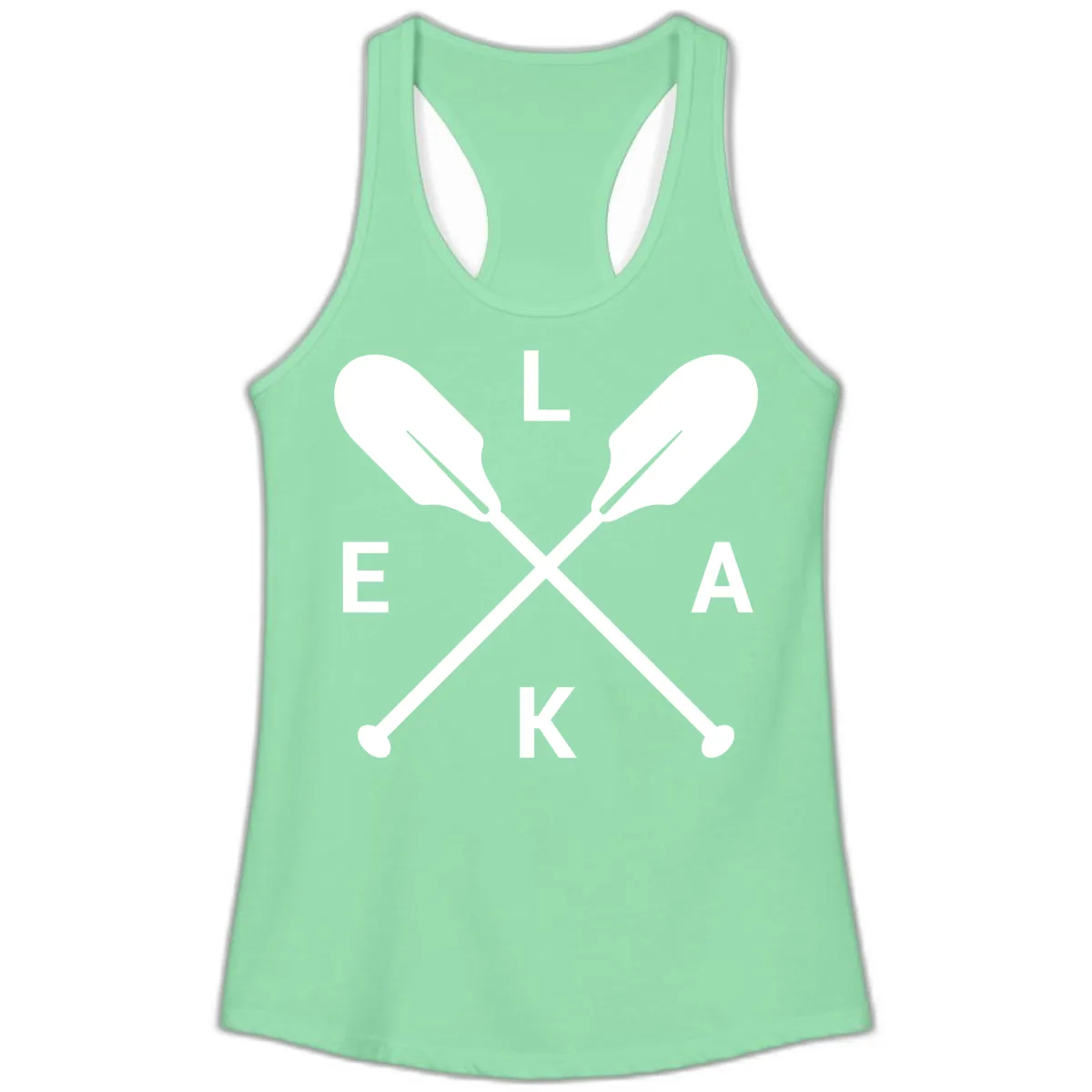Lake Life Oar Emblem Design Ladies Tank in Solid Mint