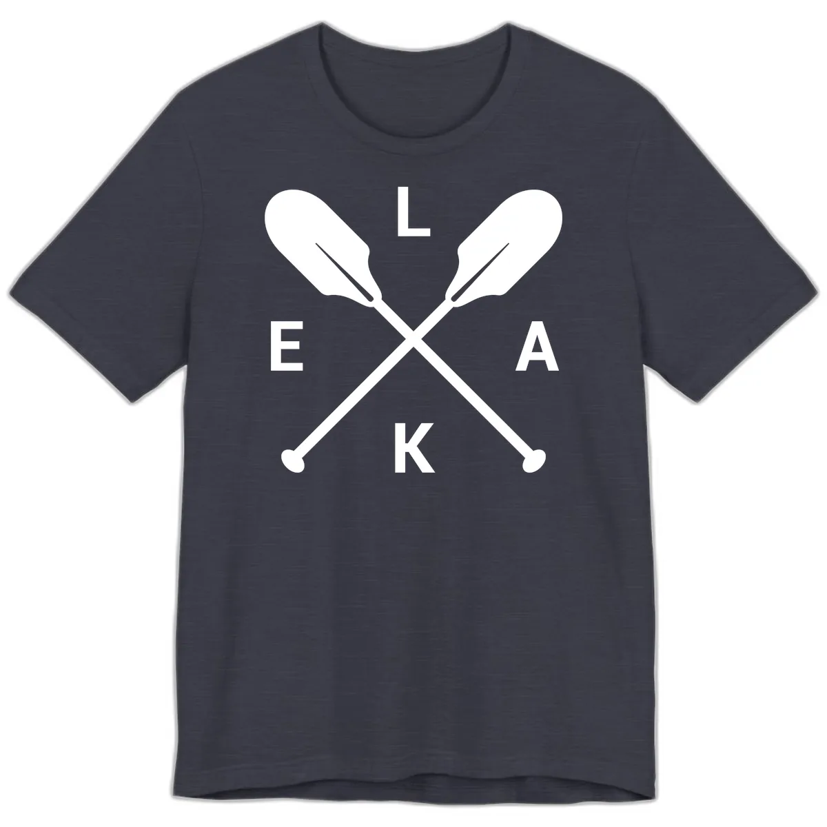 Lake Life Oar Emblem Design Premium T-Shirt in Heather Midnight Navy