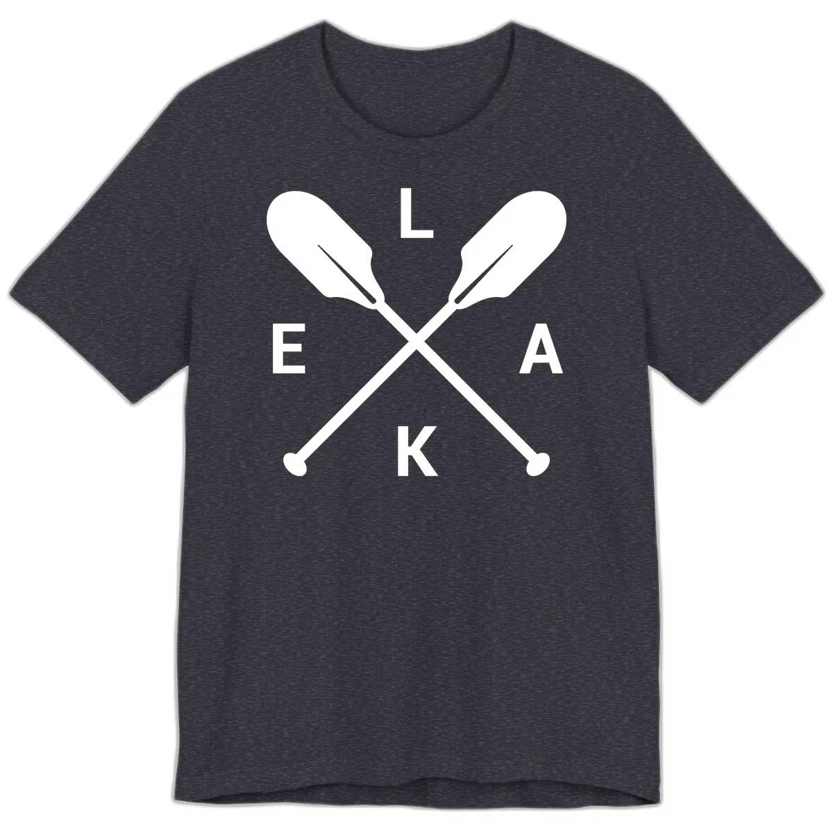 Lake Life Oar Emblem Design Premium T-Shirt in Heather Navy