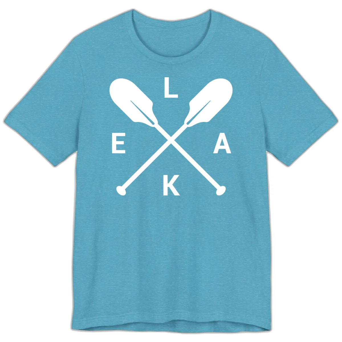 Lake Life Oar Emblem Design Premium T-Shirt in Heather Aqua