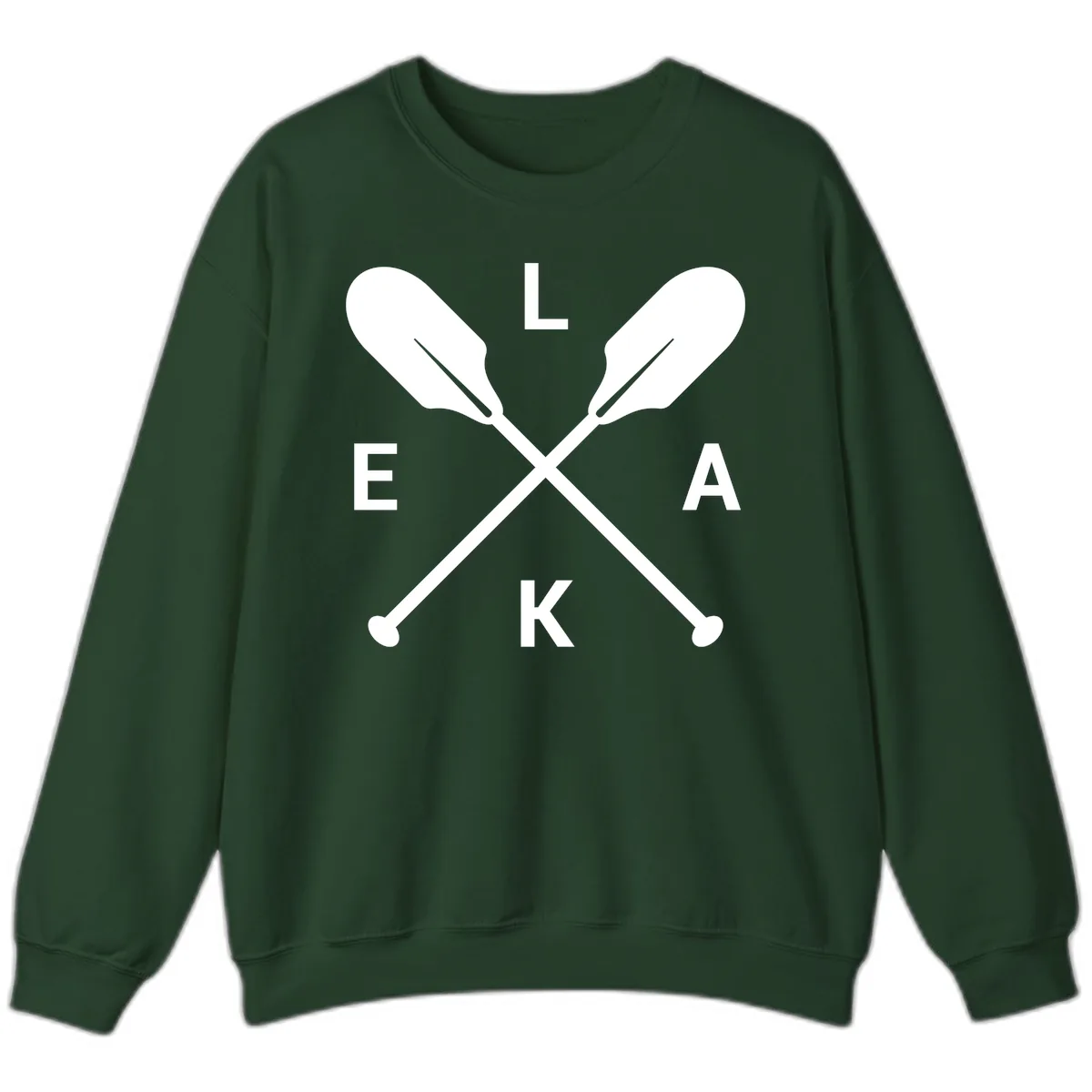 Lake Life Oar Emblem Design Sweatshirt in Forest Green