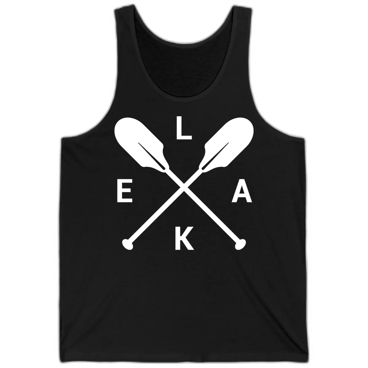 Lake Life Oar Emblem Design Tank in Black